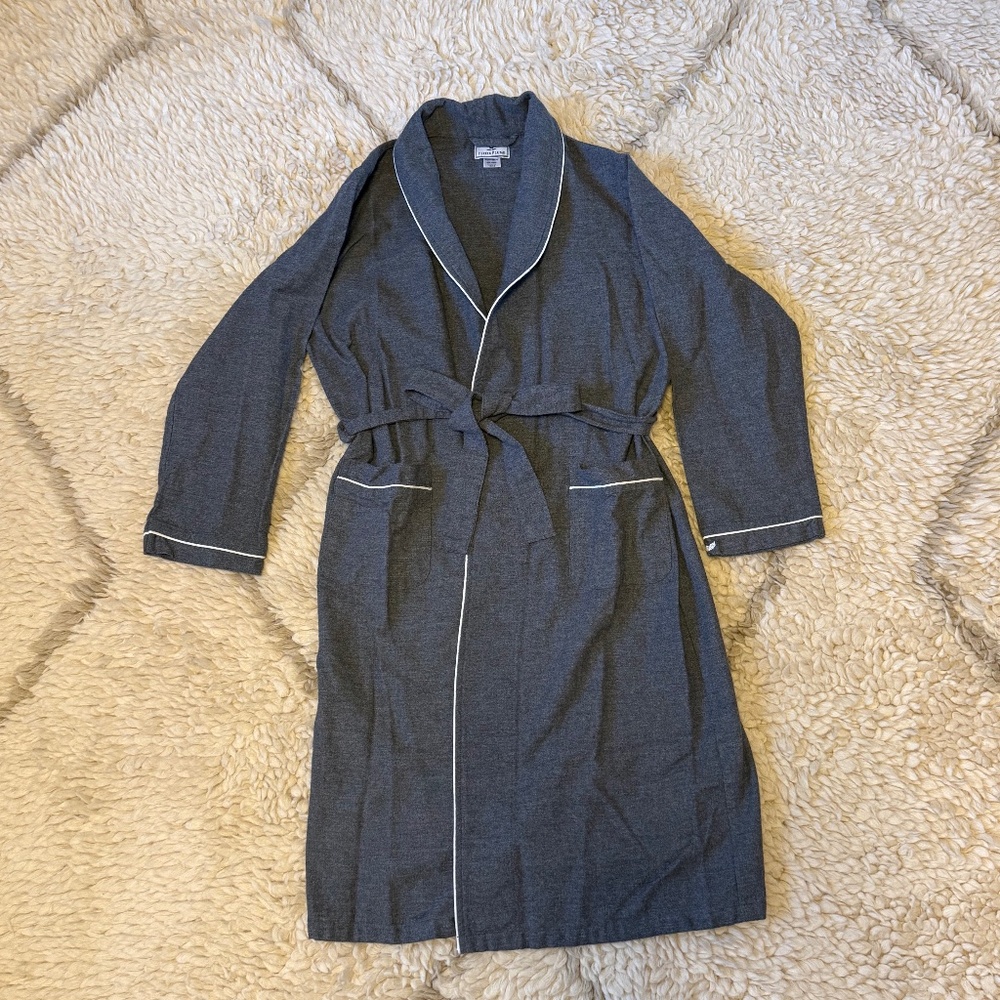 Petite Plume Kid's Flannel Robe - Size 11/12, Color Gray